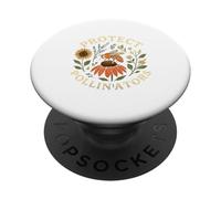 Save The Pollinators Bee Wildflower Retro PopSockets PopGrip Adesivo