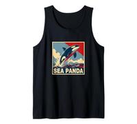 Save The Sea Pandas Orca Balena Retro Vintage Ocean Wildlife Canotta