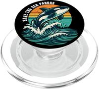 Save the Sea Pandas Orca Balena Retro Vintage Ocean Wildlife PopSockets PopGrip per MagSafe