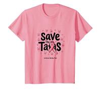 Save The Tatas - Nastro Rosa per la sensibilizzazione al Cancro al Seno, Ottobre Maglietta, Bambini, Rosa, 10 Anni
