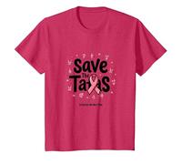 Save The Tatas - Nastro Rosa per la sensibilizzazione al Cancro al Seno, Ottobre Maglietta, Bambini, Rosso mélange, 2 Anni