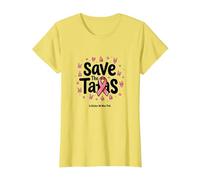Save The Tatas - Nastro Rosa per la sensibilizzazione al Cancro al Seno, Ottobre Maglietta, Donna, Limone, M