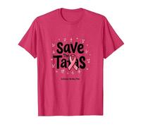 Save The Tatas - Nastro Rosa per la sensibilizzazione al Cancro al Seno, Ottobre Maglietta, Uomo, Rosso mélange, S