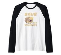 Save The Wombats Australia Animali Fuoco Maglia con Maniche Raglan