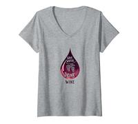 Save Water Drink Wine: Witty Wine Lover's Art Maglietta con Collo a V, Donna, Grigio Melange, XL