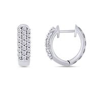 SAVEARTH DIAMONDS 1/2 qt. t. w Orecchini a cerchio a tre file di diamanti moissanite creati in laboratorio taglio rotondo in oro 14k su argento sterling (colore G-H, chiarezza VVS1, 0,50 carati