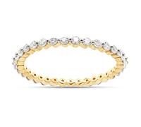 SAVEARTH DIAMONDS Anello di fidanzamento impilabile eternità completo con diamanti moissanite taglio rotondo 1/2 kt t. larghezza in oro 14 carati su argento sterling (colore G-H, chiarezza VVS1, 0,50