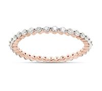 SAVEARTH DIAMONDS Anello di fidanzamento impilabile eternità completo con diamanti moissanite taglio rotondo 1/2 kt t. larghezza in oro 14 carati su argento sterling (colore G-H, chiarezza VVS1, 0,50