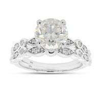 SAVEARTH DIAMONDS Anello di fidanzamento in argento Sterling centrale da 1,5 carati, 7,5 mm, G-H-I, con frecce a cuore, taglio moissanite, 2 pezzi bianco