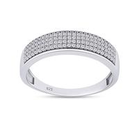 SAVEARTH DIAMONDS Anello nuziale da uomo in argento Sterling 925 placcato oro 14 carati con diamante moissanite creato in laboratorio taglio rotondo da uomo in argento sterling 925 (colore G-H