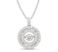 SAVEARTH DIAMONDS Collana con ciondolo a doppio alone in diamante moissanite creata in laboratorio taglio rotondo in argento sterling 925 placcato oro 14 k con catena da 18 pollici (colore G-H