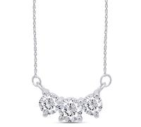 SAVEARTH DIAMONDS Collana con ciondolo a forma di diamante moissanite creata in laboratorio taglio rotondo a tre pietre, in oro 14 k su argento sterling insieme a catena da 18 pollici (colore G-H