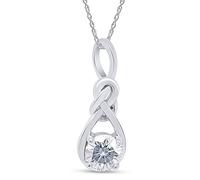 SAVEARTH DIAMONDS Collana con ciondolo solitario a nodo d'amore in moissanite taglio rotondo 1/2 carati in oro 14 carati su argento sterling con catena da 18 pollici (colore G-H, chiarezza VVS1, 0,50