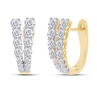 SAVEARTH DIAMONDS Design a forma di V, 1 1/4 qt. t.w Orecchini a cerchio in moissanite taglio rotondo realizzati in laboratorio in oro 14k su argento sterling (colore G-H, chiarezza VVS1, 1,25 qt