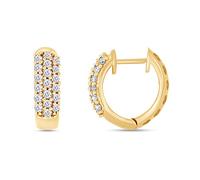 SAVEARTH DIAMONDS Orecchini a cerchio in moissanite a tre file creati in laboratorio taglio rotondo 14k su argento sterling (colore G-H, chiarezza VVS1, 0,50 qt), Metallo, moissanite