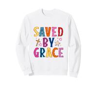 Saved By Grace Christian Faith Croce Design Felpa