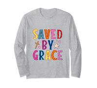 Saved By Grace Christian Faith Croce Design Maglia a Manica