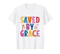Saved By Grace Christian Faith Croce Design Maglietta