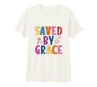 Saved By Grace Christian Faith Croce Design Maglietta Premium