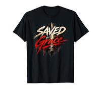 Saved By Grace Croce Distressed Efesini 2:8 Oggetto Cristiano Maglietta
