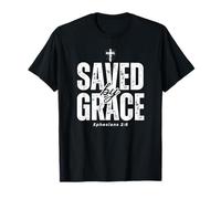 Saved By Grace Distressed Efesans 2:8 Scripture Design Maglietta
