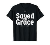 Saved By Grace Distressed Efesans 2:8 Scripture Design Maglietta