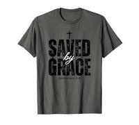 Saved By Grace Distressed Efesans 2:8 Scripture Design Maglietta