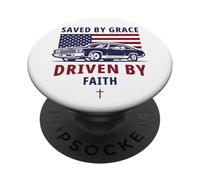Saved by Grace, Driven by Faith - Men's Christian Muscle Car PopSockets PopGrip Adesivo