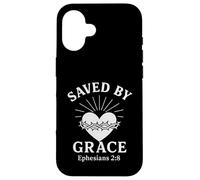 Saved By Grace Efesini 2:8 Corona di Spine Cristiana Custodia per iPhone 16