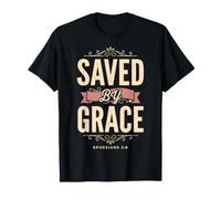 Saved By Grace Ephesans 2:8 Versetto della Bibbia Cristiana Maglietta