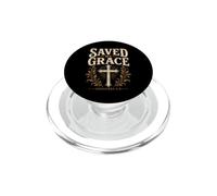 Saved By Grace Ephesans 2:8 Versetto della Bibbia Cristiana PopSockets PopGrip per MagSafe