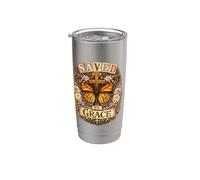 Saved By Grace Farfalla Croce Cristiana Vintage Boho Bicchiere termico in acciaio inox doppia parete