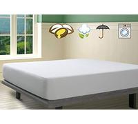 Savel, Coprimaterasso in Spugna di Cotone 100% Impermeabile con Trattamento all'olio di Argan | 100x190/200 cm | Regolabile | Barriera PU Impermeabile e antiacaro