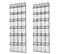 SAVERHO Organizer per scarpe da appendere, sopra la porta con 24 tasche grandi in rete, per uomini, donne, bambini, scarpe da appendere alla porta, scarpe, dimensioni: 58 x 21 pollici (bianco 2 pezzi)