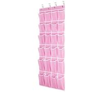 SAVERHO Scarpiera da appendere, organizer per scarpe da appendere alla porta, con 24 tasche in rete traspirante, per uomini, donne e bambini, dimensioni: 147 x 53 cm (rosa)