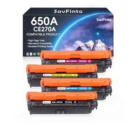 SavFinto Cartuccia toner 650A CE270A CE271A CE272A CE273A ricambio per stampanti HP Color Laserjet Enterprise CP5525 CP5525dn CP5525n CP5525xh M750 M750dn M750n M750xh (BCYM, confezione da 4)