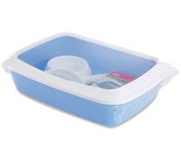 Savic lettiera Gatto Chiusa Iriz Starter Kit - Blu - Set Completo per Gattini - Paletta e Ciotola Incluse - 42x31x12,5 cm