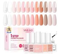 Saviland 12 Colori Builder Nail Gel Set - 5-in-1 Builder Gels per Unghie Rafforzante Unghie per Unghie Sottili e Gel di Crescita Sovrapposizione Breve Estensione Unghie Soak Off U V LED Builder Gels