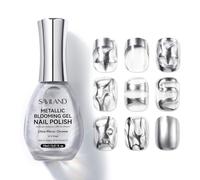 Saviland 15ML Blooming Gel Smalto Semipermanente Argento per Unghie Soak Off U V LED Smalto Gel per Unghie Ultra Specchiato in Argento Design Acquerello