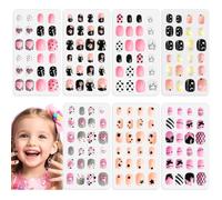 SAVILAND 168PCS Unghie Adesive per Bambini Unghie Finte Delicato Bambino Pre Colla Full Cover Stick On Nail per Bambino Regalo Festa