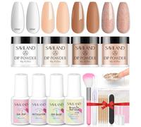 Saviland 4 Colori di Polvere da Immersione: Dip Powder Alla Cheratina con Tips per Unghie Francesi e Colla Dip Base Top Coat Nail Activator French Nail Starter Set per Principianti Fai da te a Casa