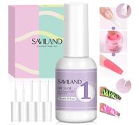 Saviland Dip Powder Base Ultra Adesiva: 15ml Vitamina E Dip Foundation Coat per Ricarica Dip Powder Liquid Set Nail Kit con 2 Liner 3 Spazzole di Ricambio per French Nail Art Principianti Casa Salone