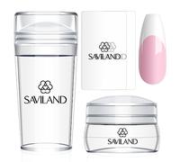 Saviland French Tip Nail Stamp - 4PCS Nail Art Stamper Kit Trasparente Silicone Timbro Lungo & Breve Jelly Stamper per Unghie con Scrapers Nail Stamper Kit per Manicure Francese Casa DIY Nail Salon