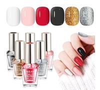 SAVILAND Kit di smalto per unghie: kit per smalto ad asciugatura rapida classico a 6 parti Color Locked X Tech bianco nero rosso rosa marrone smalto per unghie olio di ricino tecnologia salone