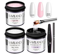 SAVILAND Kit Gel Costruttore per Unghie 3 pezzi 100 g Trasparente Rosa Chiaro e Bianco Gel Ricostruzione Unghie con pennello Grande Capacità Gel per Unghie Soak-off U V per Estensione