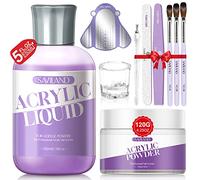 Saviland Kit Per Unghie Acriliche: Set Di Polvere E Liquidi Acrilici Trasparenti Da 120g, Liquido Acrilico Da 150ml Con Pennelli Acrilici, Monomero Per Estensione E Intaglio Delle Unghie Acriliche