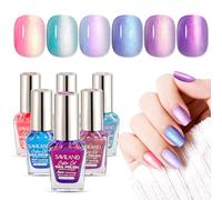 SAVILAND Kit smalto per unghie: 6 smalti per unghie in gel si asciugano rapidamente, rosa, blu, oro, viola ombreggiato, colori estetici, smalti per unghie, smalto a base di piante con olio di ricino