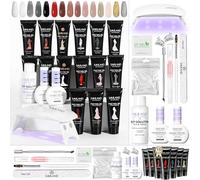 SAVILAND Kit Unghie Gel Completo 15 Colori 15g Polygel per Unghies con Lampada UV e Slip Solution, Kit Ricostruzione Unghie Professionale con Base y Top Coat Adatta per l'autunno e l'inverno