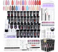 SAVILAND Kit Unghie Poly Gel: 36 Colori PolyGels Kit Starter Arricchisci Olio di Ricino VE Poly Nail Gel con Soluzione Slip Mini U V Lampada per Estensione Rapida Unghie Casa DIY2