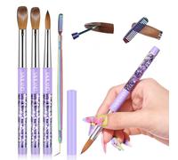 SAVILAND Kolinsky - Set di pennelli per unghie in acrilico, misura 6, 10, 14, pennelli professionali per unghie, con strumento di pulizia, manico in metallo viola, per polvere acrilica e unghie 3D